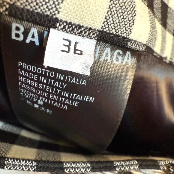 Balenciaga Black and White Gingham A-Line Skirt